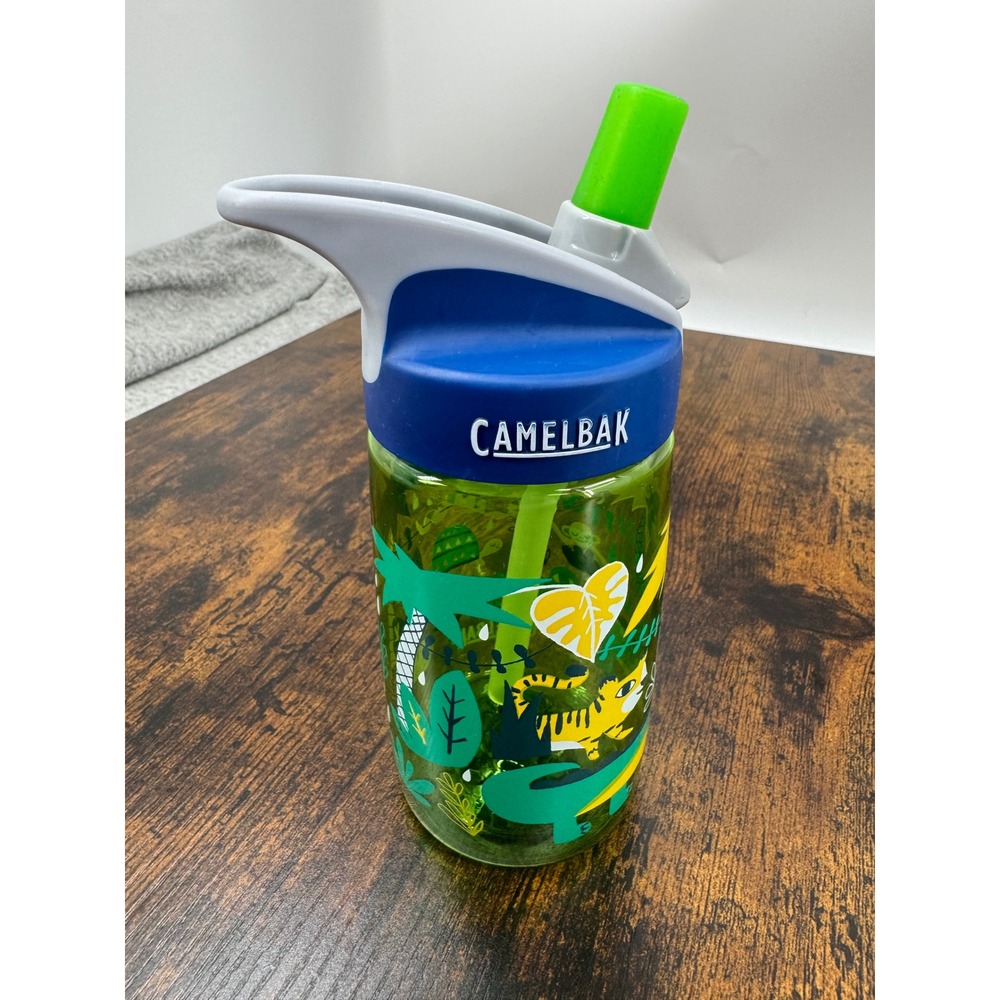 CamelBak Water Bottle 14oz Green Jungle Safari Eddy+ Kids Spill-Proof